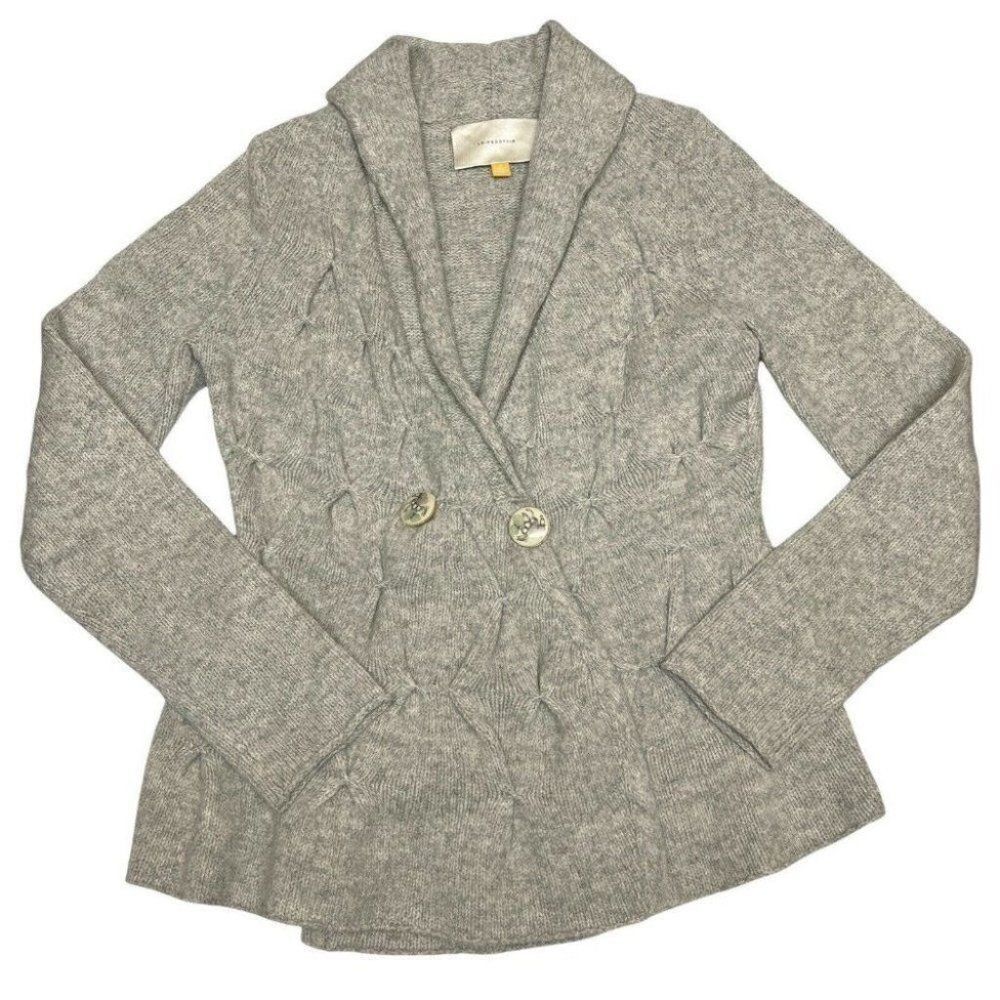 Leifsdottir Anthropologie M Wool Horse Buttoned Cardigan Sweater Spring Shawl - Picture 7 of 12